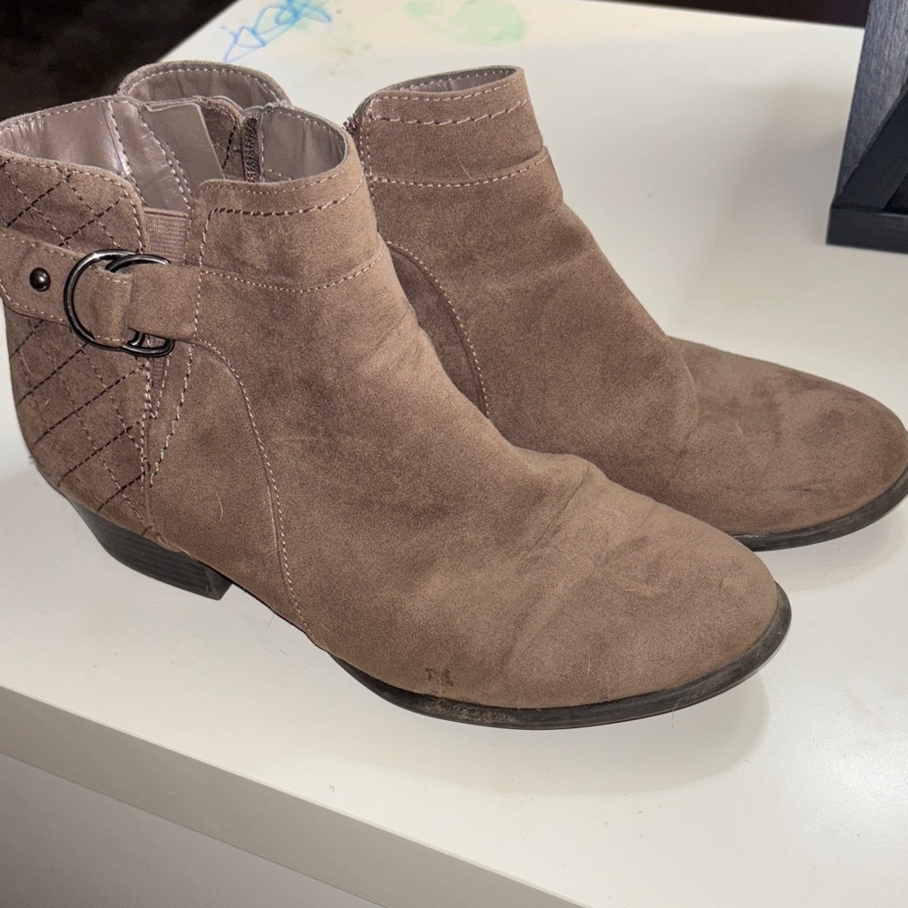 Unisa Brown Suede Ankle Booties with Buckle